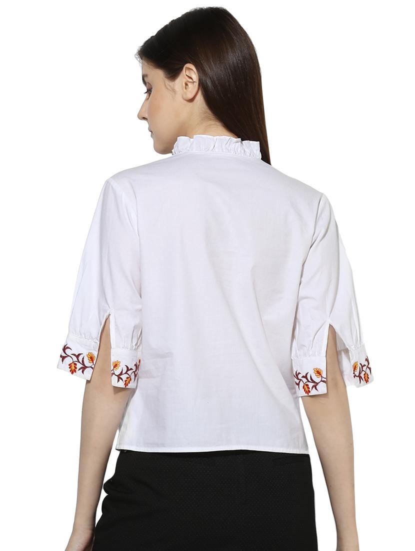frill detail lace insert shirt - 16804914 - Zoom Image - 3