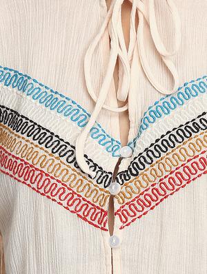 tie up neck embroidered shirt - 16804925 - Standard Image - 5