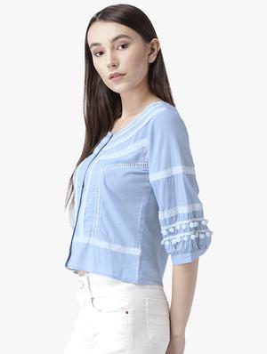 lace detail solid shirt - 16804969 - Standard Image - 2