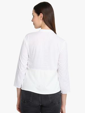 mandarin neck lace panel shirt - 16804977 - Standard Image - 3