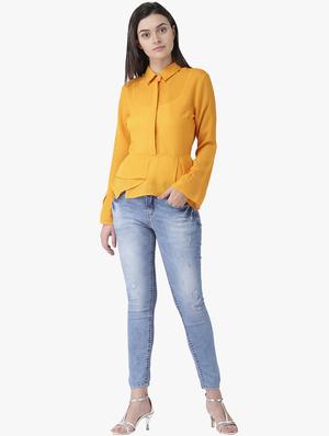 bell sleeved solid shirt - 16805021 - Standard Image - 4