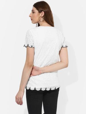 tie up neck scallop hem top - 16805086 - Standard Image - 3