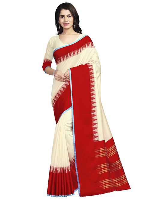 solid bordered saree with blouse - 16805230 - Very Small Image - 1