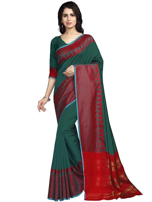 solid bordered saree with blouse - 16805232 - Very Small Image - 1
