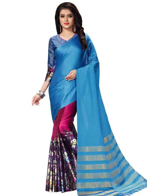 conversational printed saree with blouse - 16805334 - Standard Image - 1