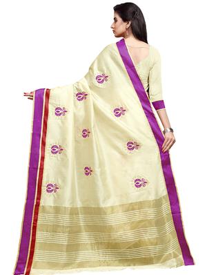 solid embroidered saree with blouse - 16805475 - Standard Image - 2