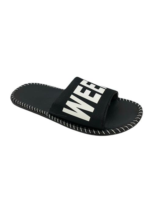 black fabric slip on flip flops - 16806079 - Standard Image - 1