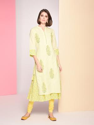 block print layered kurta - 16806092 - Standard Image - 2
