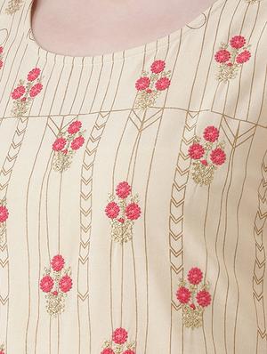embroidered a-line kurta - 16806220 - Standard Image - 4