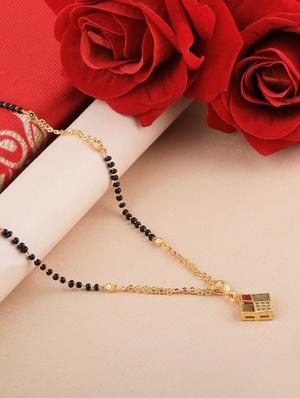 black gold tone beads mangalsutra - 16806420 - Standard Image - 3