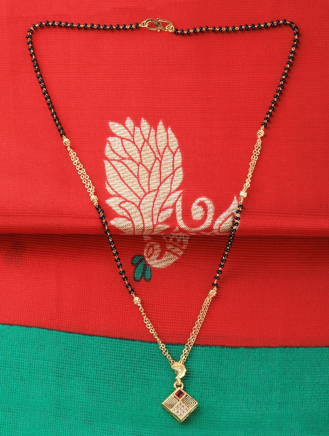 black gold tone beads mangalsutra - 16806420 - Zoom Image - 1