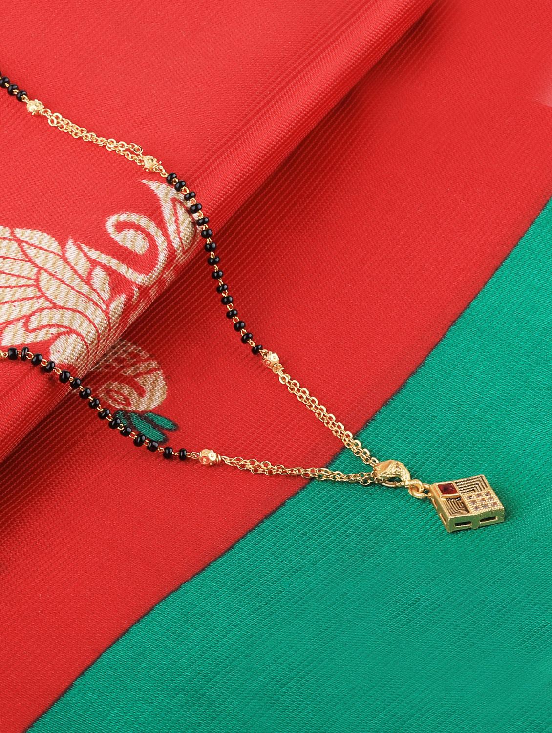 black gold tone beads mangalsutra - 16806420 - Zoom Image - 2