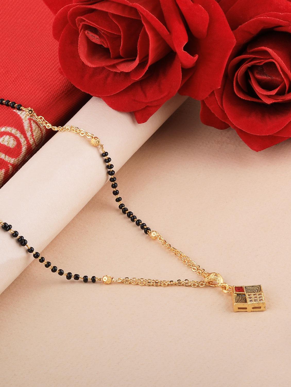 black gold tone beads mangalsutra - 16806420 - Zoom Image - 3