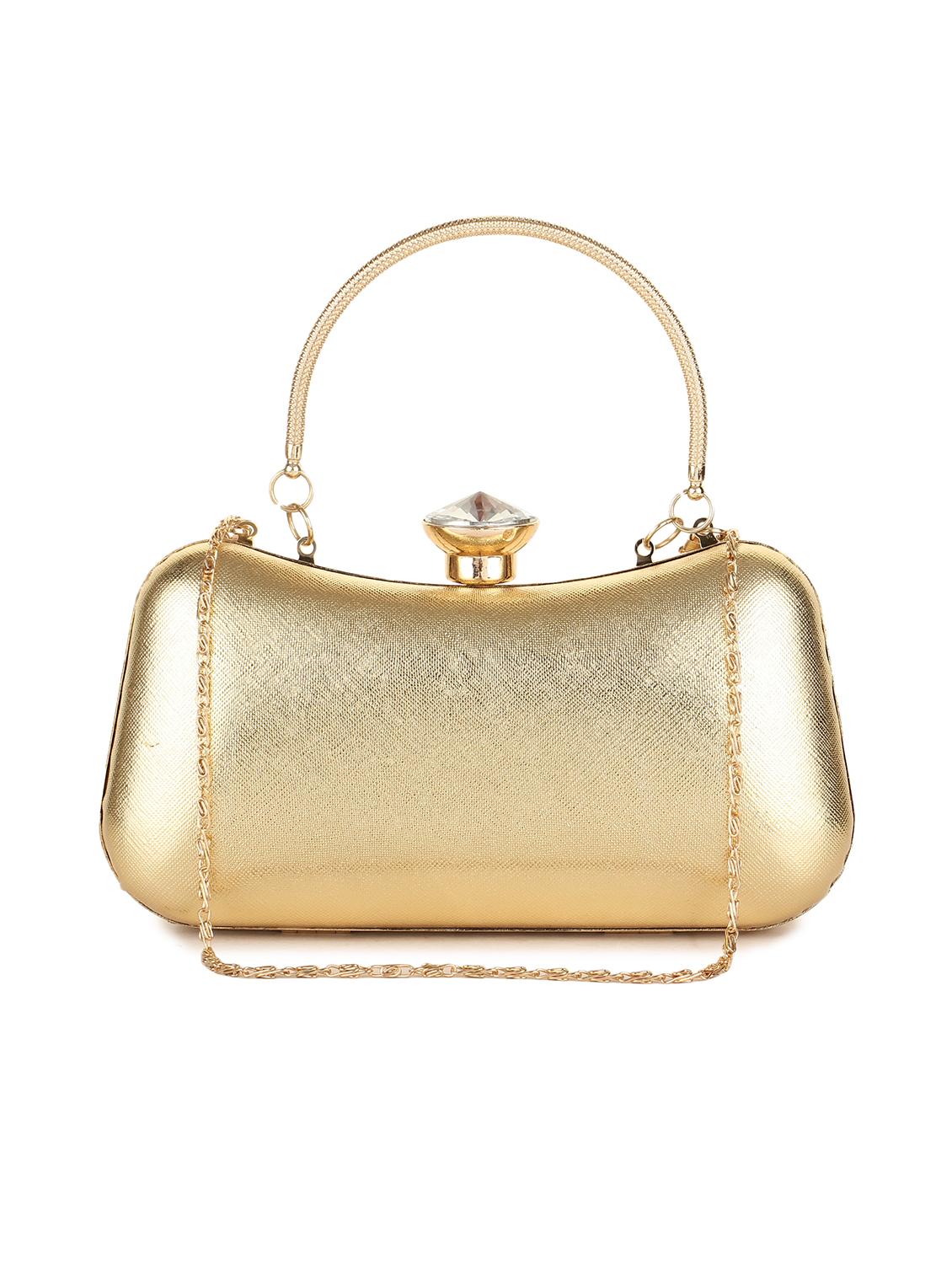 gold leatherette box clutch - 16806513 - Zoom Image - 1