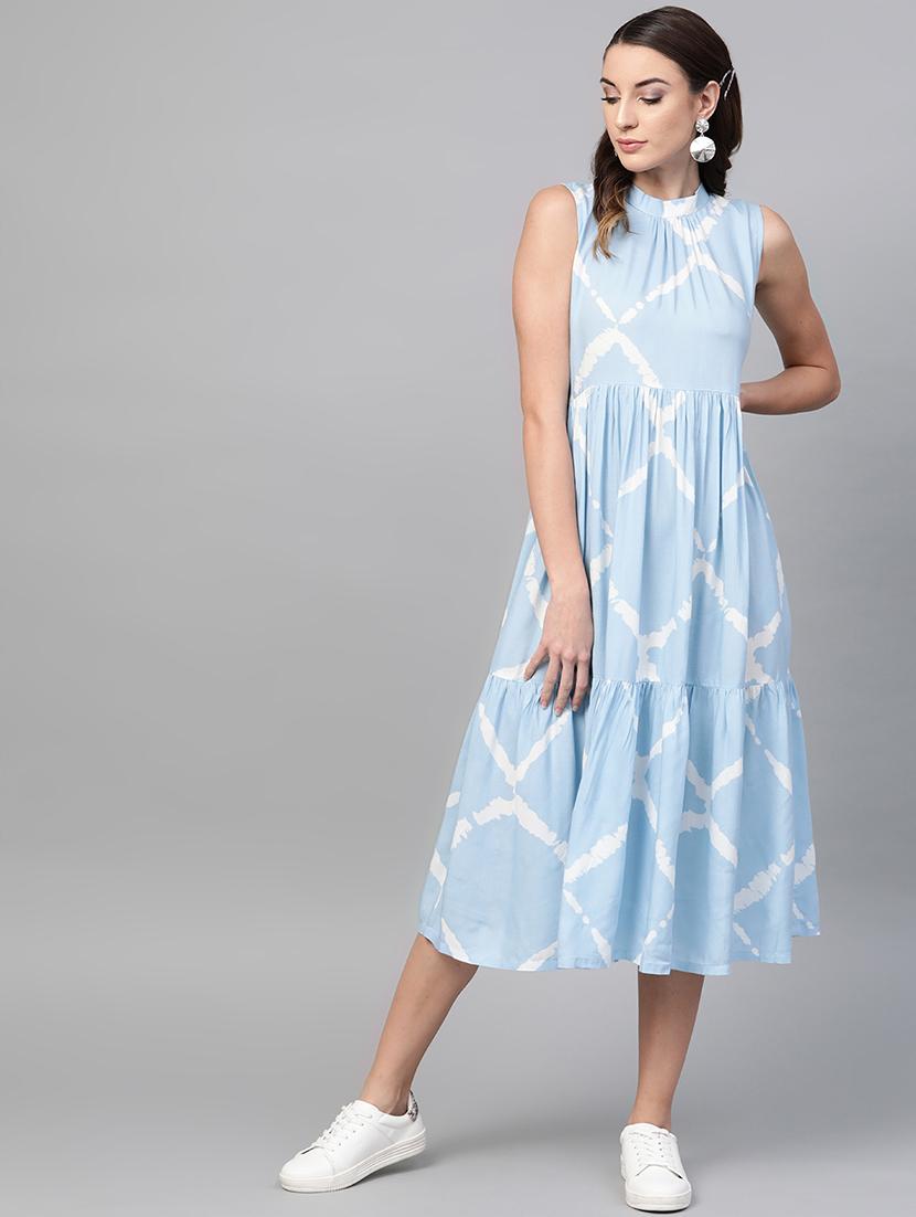 mock neck gathered hem a-line dress - 16806613 - Zoom Image - 1