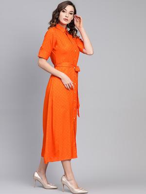 tie front printed a-line dress - 16806624 - Standard Image - 2