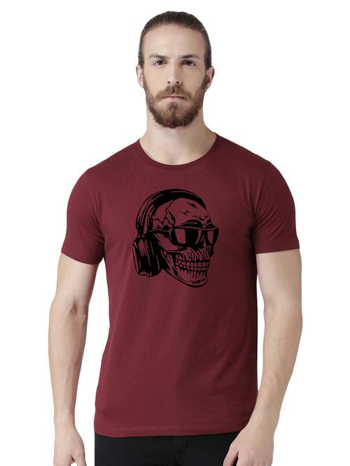 maroon chest printed t-shirt - 16807102 - Standard Image - 1