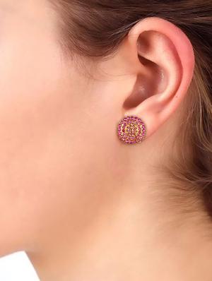 pink metal studs earring - 16807289 - Standard Image - 4