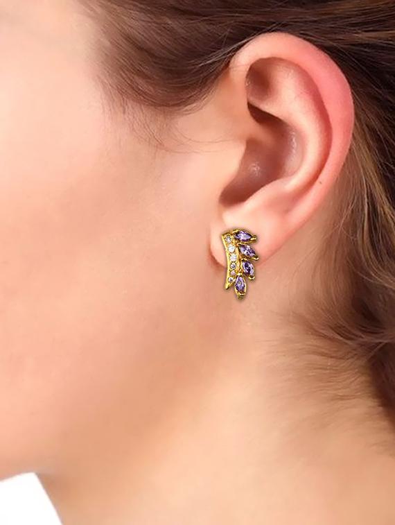 purple metal studs earring - 16807297 - Zoom Image - 4