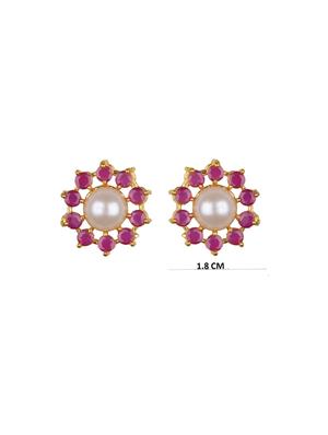 pink metal studs earring - 16807305 - Standard Image - 3