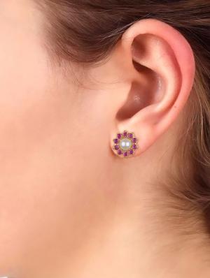 pink metal studs earring - 16807305 - Standard Image - 4