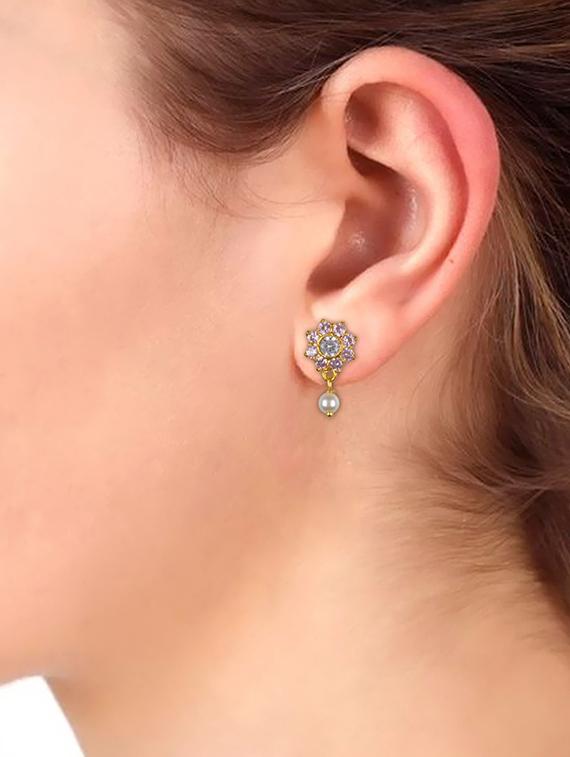 pink metal drop earring - 16807314 - Zoom Image - 4