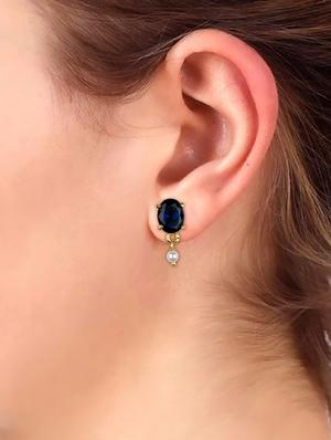 blue metal drop earring - 16807327 - Standard Image - 4