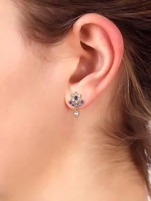 purple metal drop earring - 16807466 - Standard Image - 4