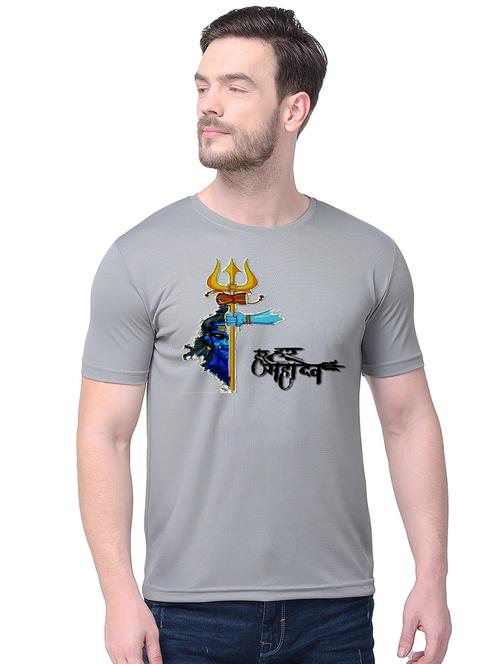 grey typographic chest printed t-shirt - 16808047 - Standard Image - 1