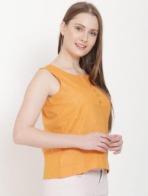 notch neck solid top - 16808099 - Standard Image - 2
