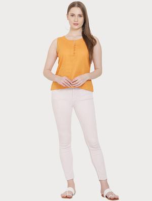 notch neck solid top - 16808099 - Standard Image - 4