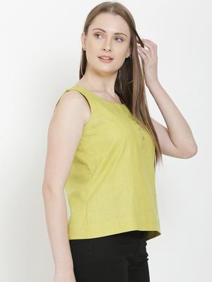 notch neck solid top - 16808100 - Standard Image - 2