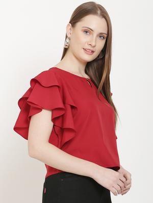 keyhole neck bell sleeves top - 16808105 - Standard Image - 2