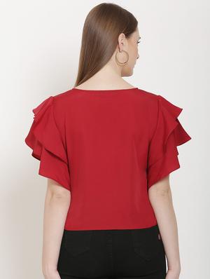 keyhole neck bell sleeves top - 16808105 - Standard Image - 3