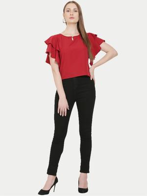 keyhole neck bell sleeves top - 16808105 - Standard Image - 4