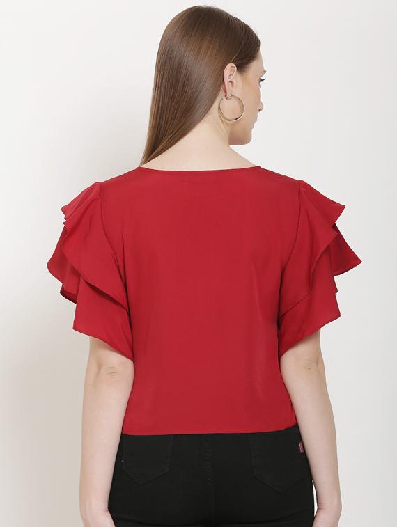 keyhole neck bell sleeves top - 16808105 - Zoom Image - 3