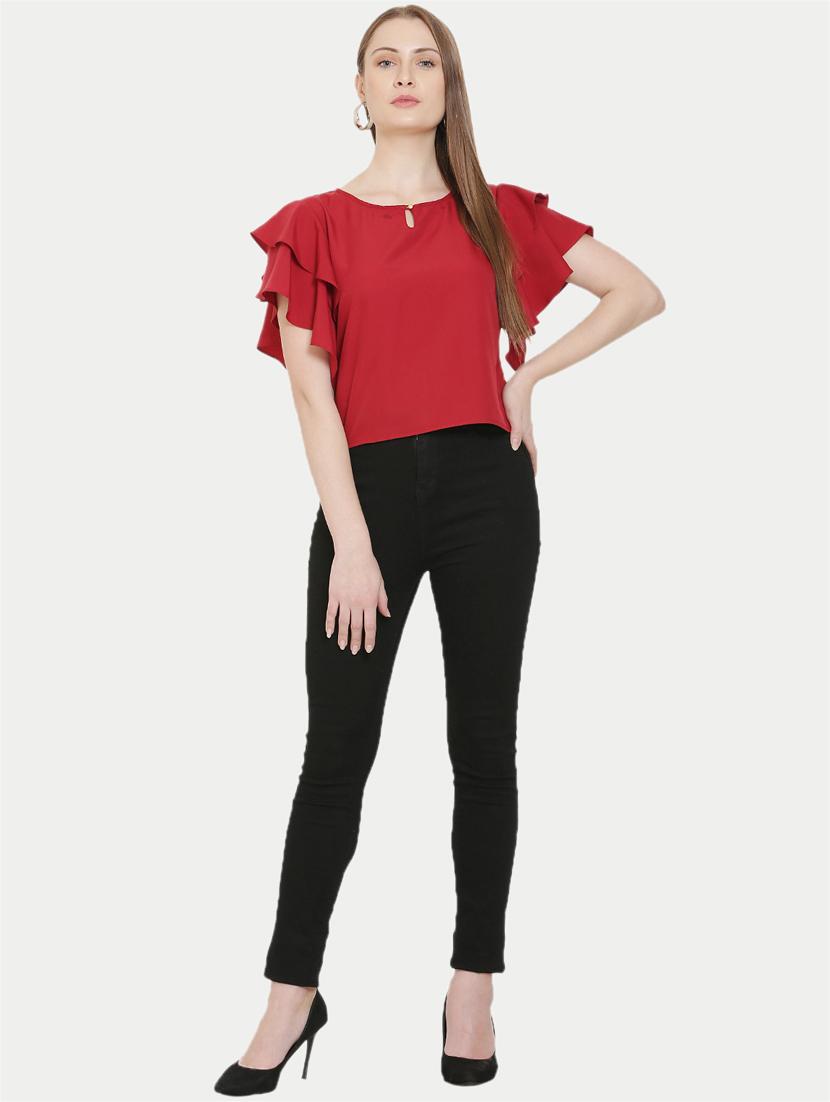 keyhole neck bell sleeves top - 16808105 - Zoom Image - 4