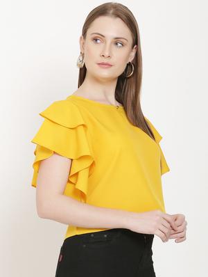 keyhole neck bell sleeves top - 16808106 - Standard Image - 2