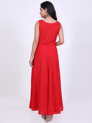 solid flared ethnic dress - 16808108 - Standard Image - 3
