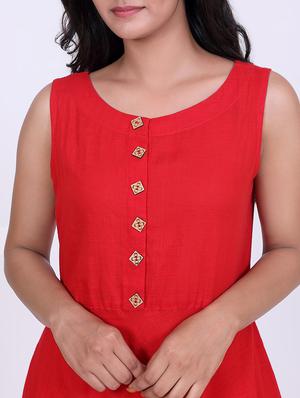 solid flared ethnic dress - 16808108 - Standard Image - 5