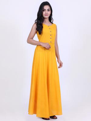 solid flared ethnic dress - 16808109 - Standard Image - 2