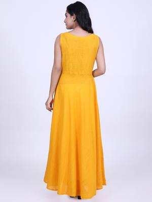 solid flared ethnic dress - 16808109 - Standard Image - 3