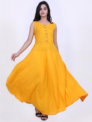 solid flared ethnic dress - 16808109 - Standard Image - 4