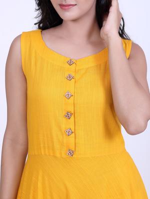 solid flared ethnic dress - 16808109 - Standard Image - 5