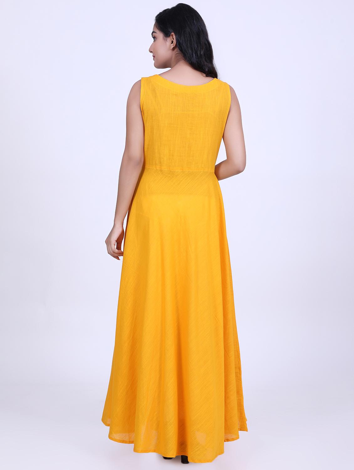 solid flared ethnic dress - 16808109 - Zoom Image - 3