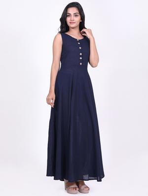 solid flared ethnic dress - 16808112 - Standard Image - 2