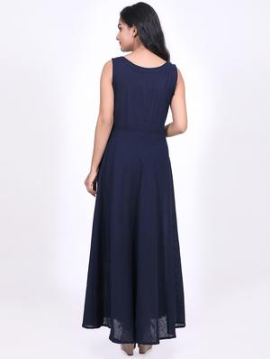 solid flared ethnic dress - 16808112 - Standard Image - 3