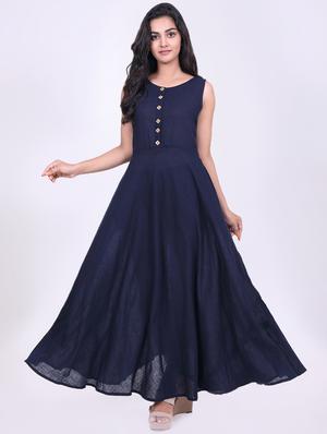 solid flared ethnic dress - 16808112 - Standard Image - 4