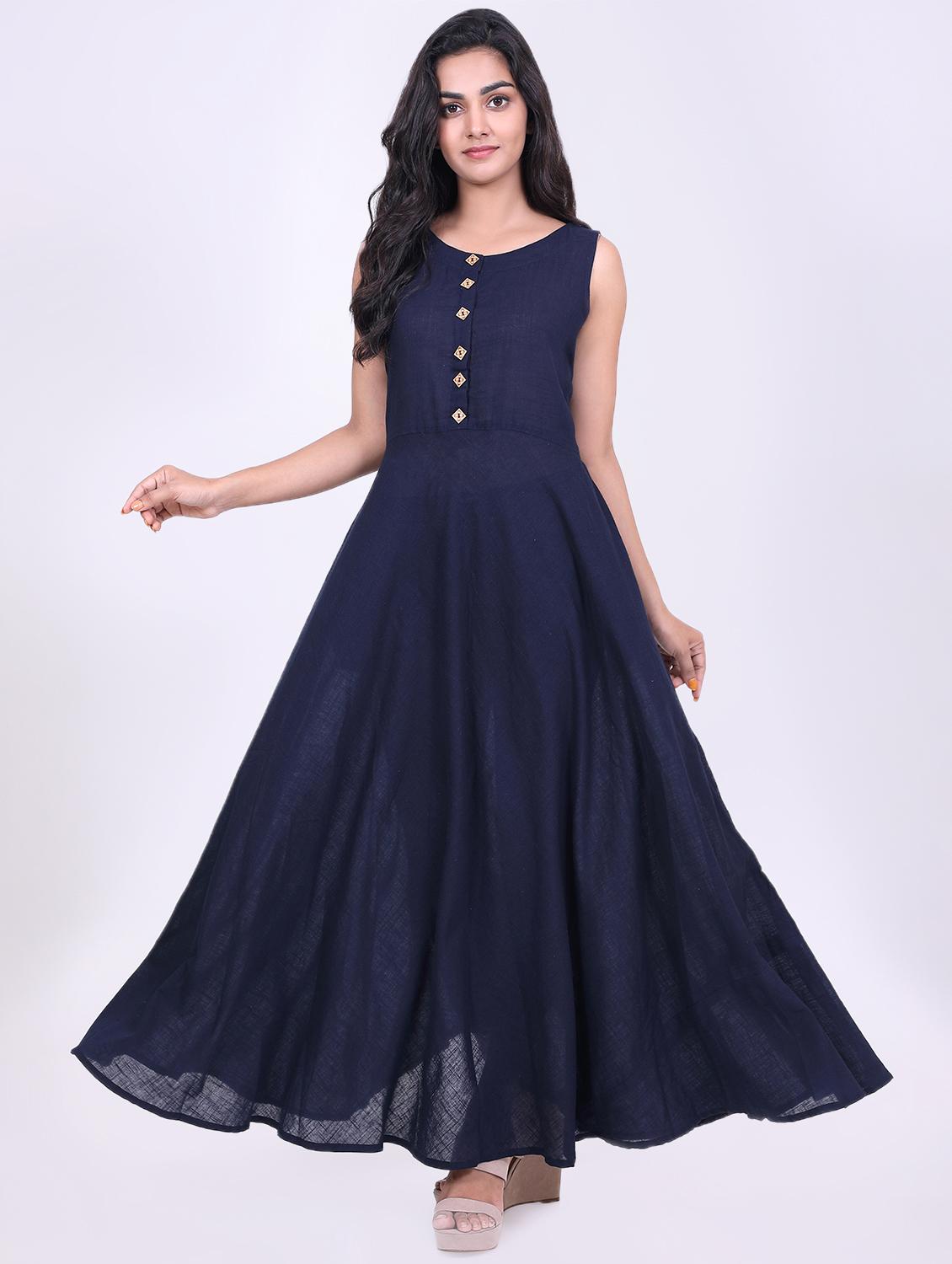 solid flared ethnic dress - 16808112 - Zoom Image - 4