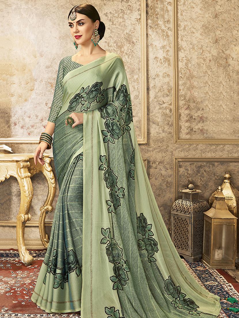 floral printed saree with blouse - 16808140 - Zoom Image - 1